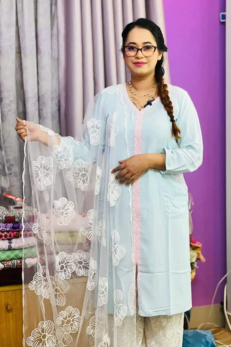 00301-10 (1) azure viscose kurti