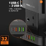 ldnio skw6457 6 outlet usb tower extension power socket