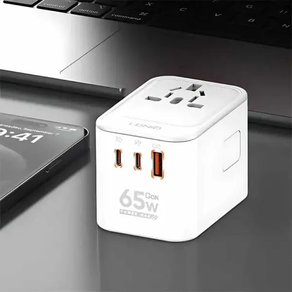 ldnio z6 3 usb ports 65w gan travel adapter