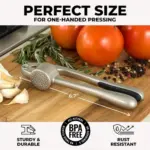 premium garlic press with soft easy to squeeze handle