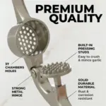 premium garlic press with soft easy to squeeze handle