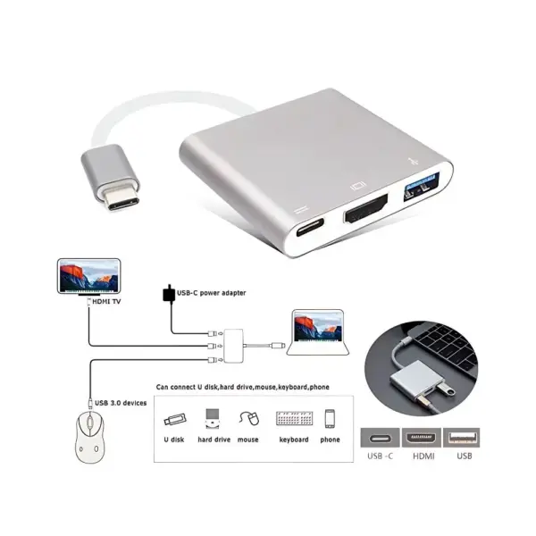type c to hdmi 3 in 1 multiport adapter converter