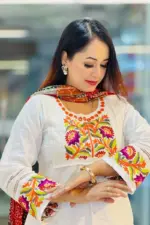 white rayon jacquard cotton embroidered single kameez