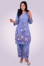 skyway blue chambray denim screen printed co ord's