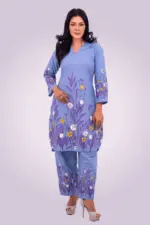 skyway blue chambray denim screen printed co ord's