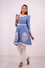blue denim embroidered shirt