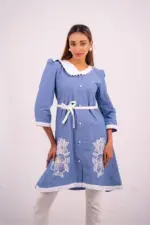 blue denim embroidered shirt