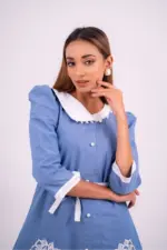 blue denim embroidered shirt