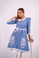 blue denim embroidered shirt