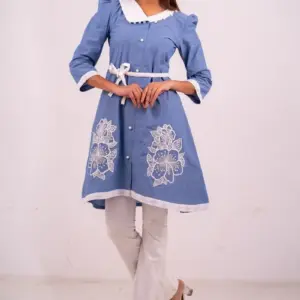 blue denim embroidered shirt