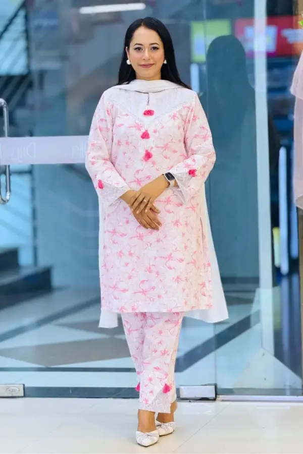 pink color printed rayon spandex tailoring co ord's