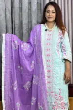 pest & purple colour hand embroidered shalwar suit