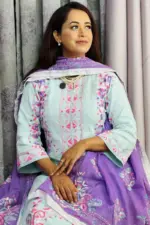 pest & purple colour hand embroidered shalwar suit