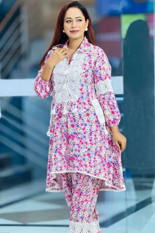 multi color printed viscose co ords