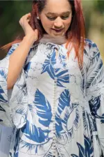 navy blue white printed viscose rtw co ords