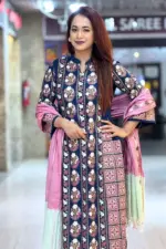 nevy blue viscose screen printed shalwar suit