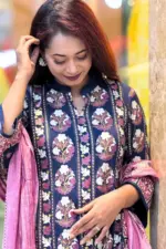nevy blue viscose screen printed shalwar suit