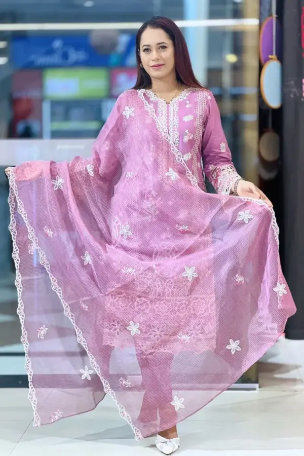 spring cotton machine embroidered shalwar suit
