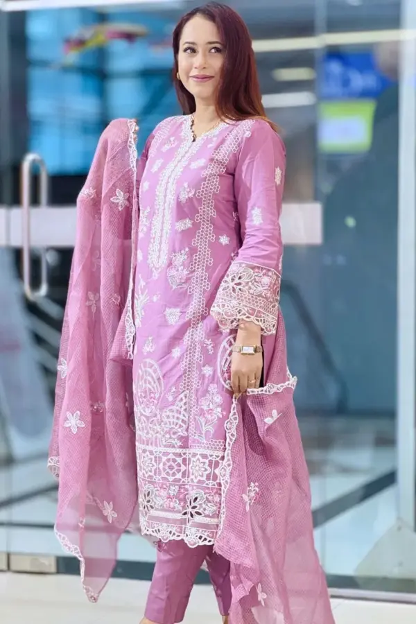spring cotton machine embroidered shalwar suit