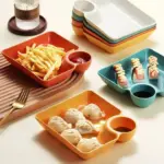 plastic snacks serving plate set 4 pcs
