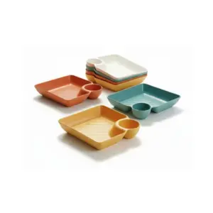 plastic snacks serving plate set 4 pcs