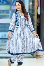 indigo silk embroiderd coaty set