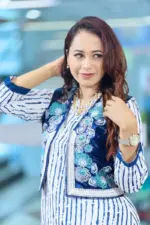 indigo silk embroiderd coaty set