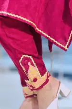 maroon color jacquard screen print co ords