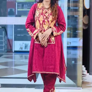 maroon color jacquard screen print co ords