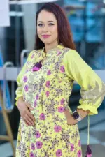 yellow color slub cotton screen printed co ores