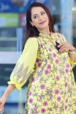 yellow color slub cotton screen printed co ores
