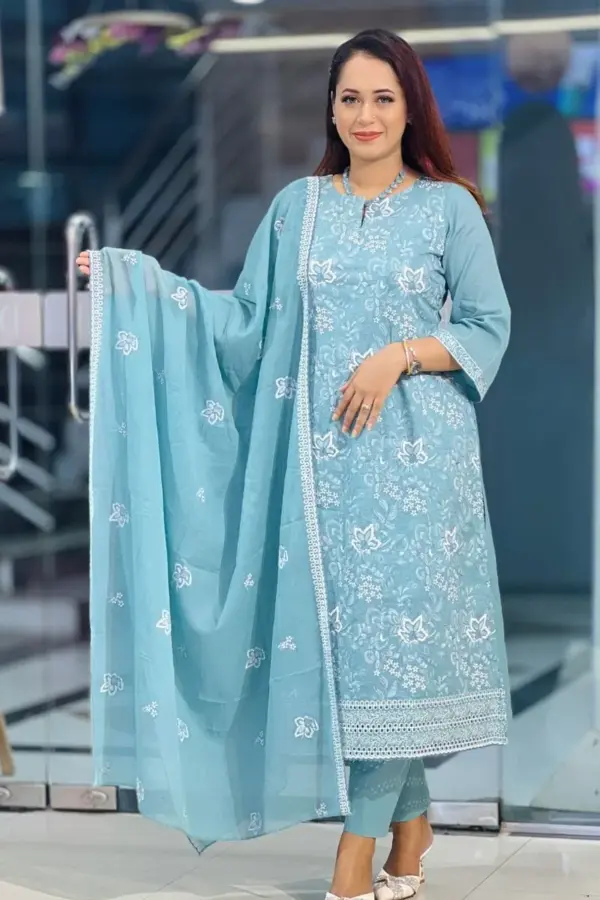 spring cotton machine embroidered shalwar suit