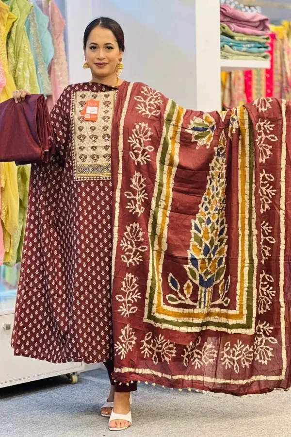 maroon cotton joypuri salwar suit 2