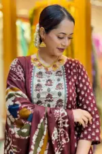 maroon cotton joypuri salwar suit