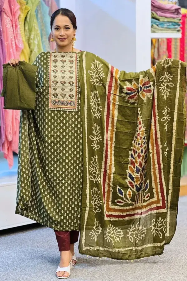 green cotton joypuri salwar suit 1