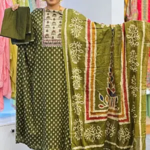 olive green cotton joypuri salwar suit