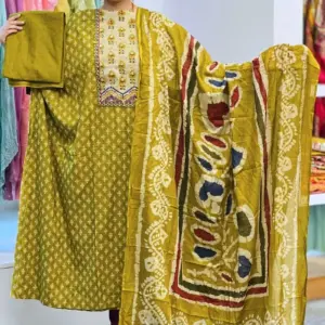 mustard olive cotton joypuri salwar suit