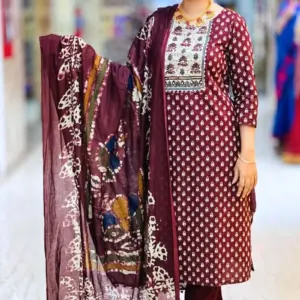maroon cotton joypuri salwar suit