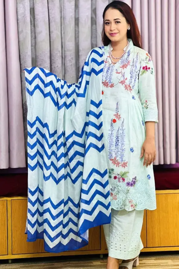 pure cotton with chikankari lawn salwar suit