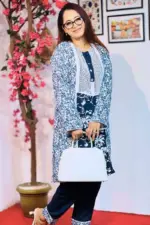navy blue mixed cotton & viscose screen printed co ords