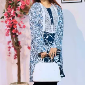 navy blue mixed cotton & viscose screen printed co ords