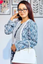 navy blue mixed cotton & viscose screen printed co ords
