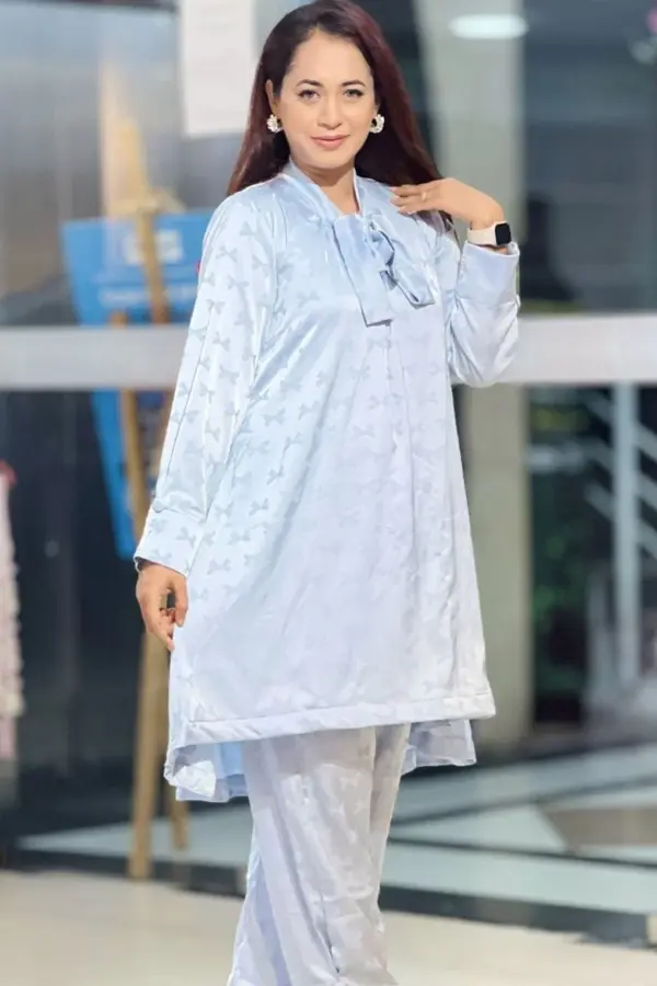 sky color silk co ords