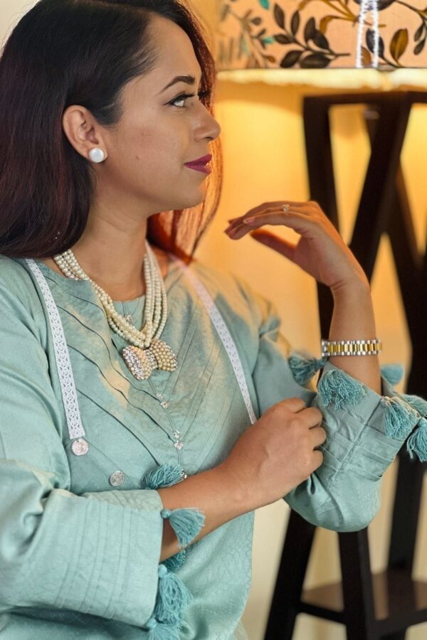 pesta green jacquard cotton co ords