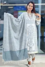 ash screen printed viscose shalwar suit