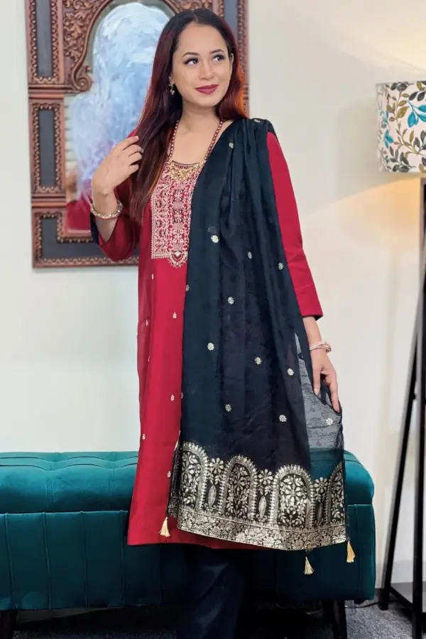 maroon boutique collection salwar suit