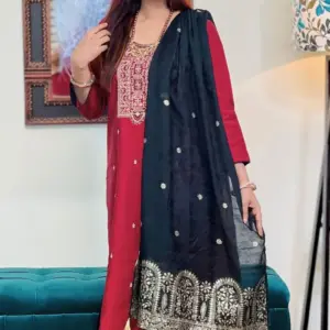 maroon boutique collection salwar suit