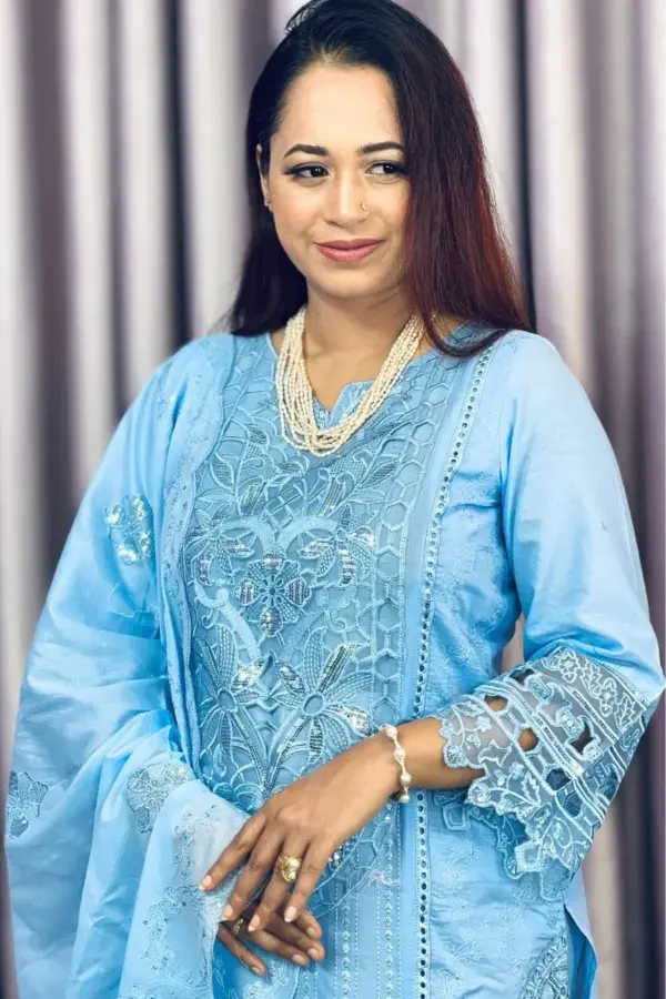 spring cotton machine embroidered stitched shalwar suit