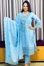 spring cotton machine embroidered stitched shalwar suit