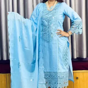 spring cotton machine embroidered stitched shalwar suit